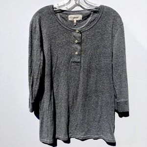 The Great Women’s Gray Henley Tee 3/4 Sleeves